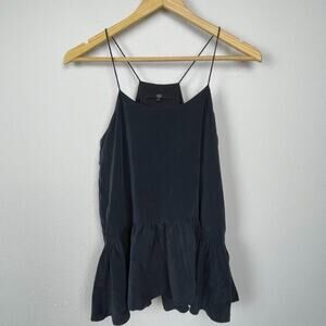 Tibi Silk Babydoll Top Size 4 Spaghetti Strap Ruffle Hem Y2K Whimsigoth